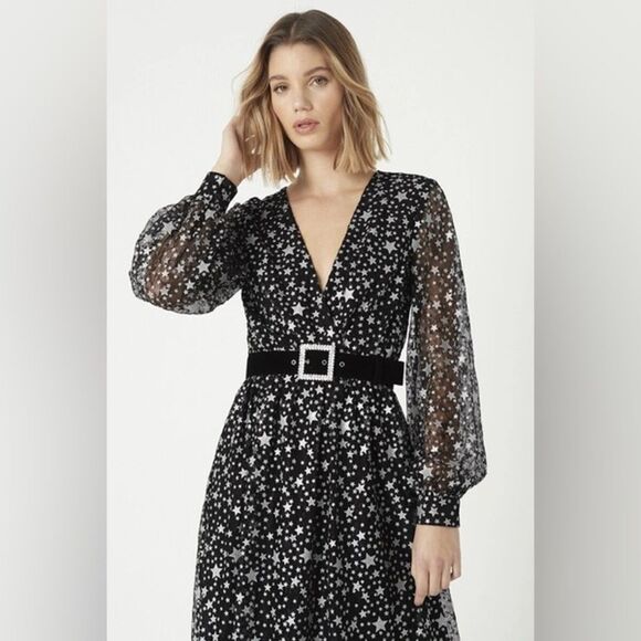 🎀 Authentic REBECCA VALLANCE NWOT Valarie glittered tulle midi 2 - Picture 2 of 15